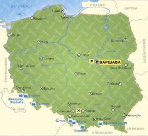 Карта зимних курортов Польши