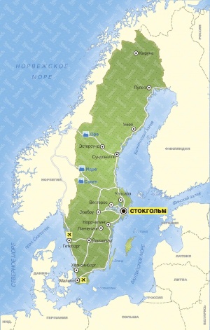 Карта Швеции, зимние курорты