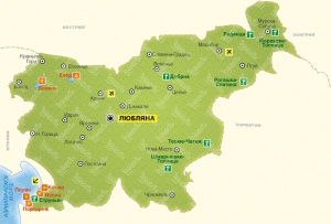 Карта Словении, пляжные курорты