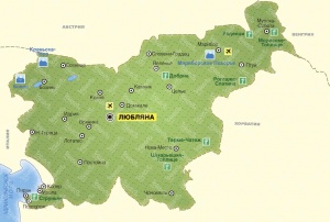 Карта Словении, горнолыжные курорты