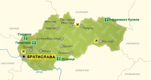 Карта летних курортов Словакии