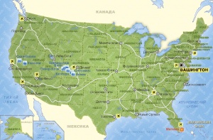 Карта горнолыжных курортов США