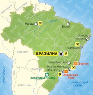 Карта Бразилии, достопримечательности на карте