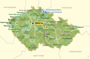 Карта зимних курортов Чехии
