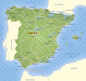Карта зимних курортов Испании