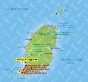 Карта Гренады, отели на карте